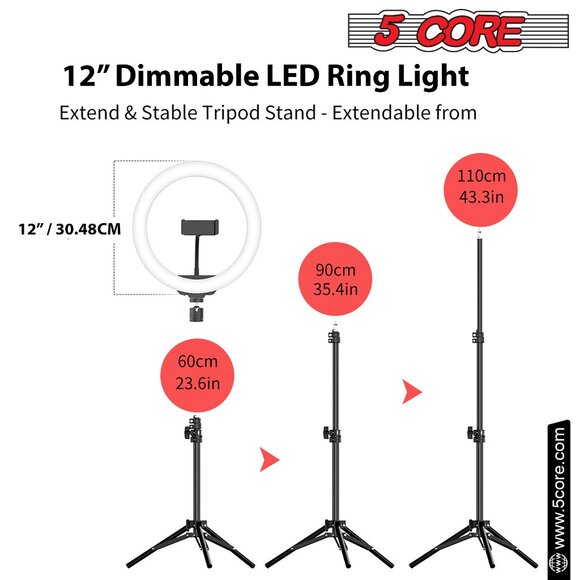 12Inch LED Ring Light Adjustable Stand Phone Holder RL 12 - Picture 9 of 14